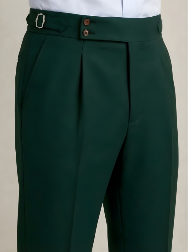 JD Collection® Forest Green Gurkha Pants – Signature Button Closure